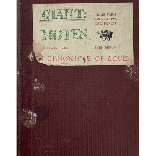 101 - Sven BERLIN (1911-1999) 'White Giant: A Chronicle of Love.' A lot of three folders comprising of wri... 