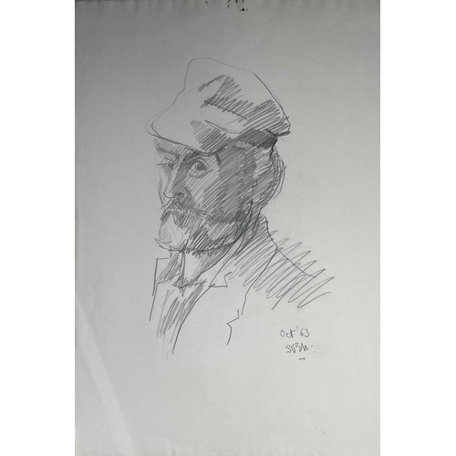 12 - Sven BERLIN (1911-1999) Self portrait Pencil Signed & dated Oct 1963 59x39cm