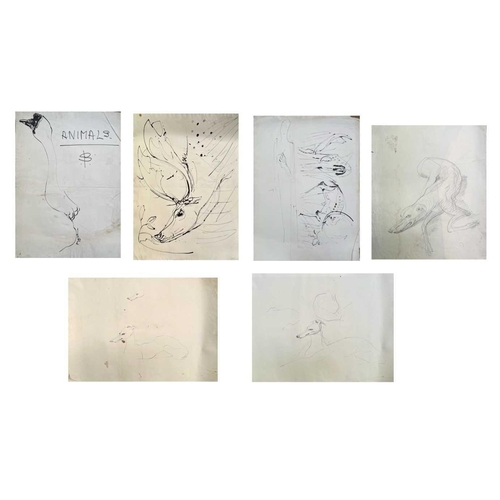 122 - Sven BERLIN (1911-1999) Six large animal studies on paper?