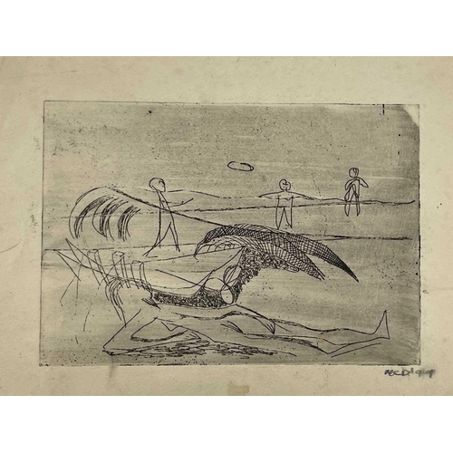 14 - Hubert DALWOOD (1924-1976) Untitled Etching Initialed and dated '49 Inscribed 'No.3' to verso Plate ... 