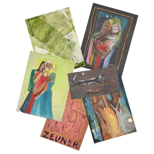 160 - Sven BERLIN (1911-1999) Six mixed media artworks of varying sizes. Signed and dated Largest in the l... 