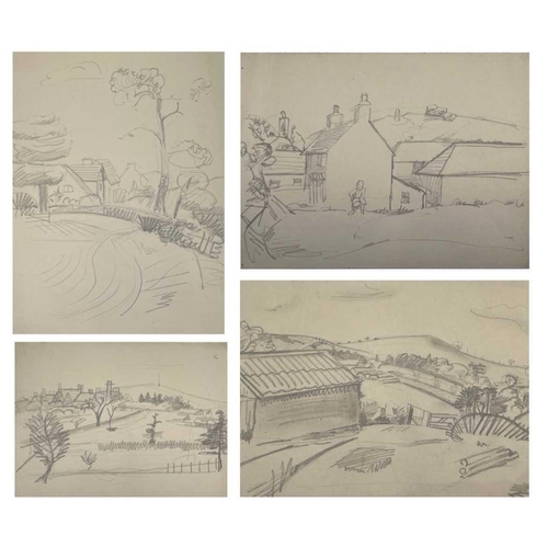 18 - Sven BERLIN (1911-1999) Cornish Landscape Four early pencil sketches One monogrammed and dated '45 2... 