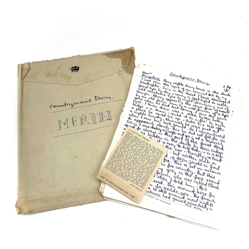 189 - Sven BERLIN (1911-1999) 'Countryman's Diary' A folder containing a number of handwritten and typed d... 