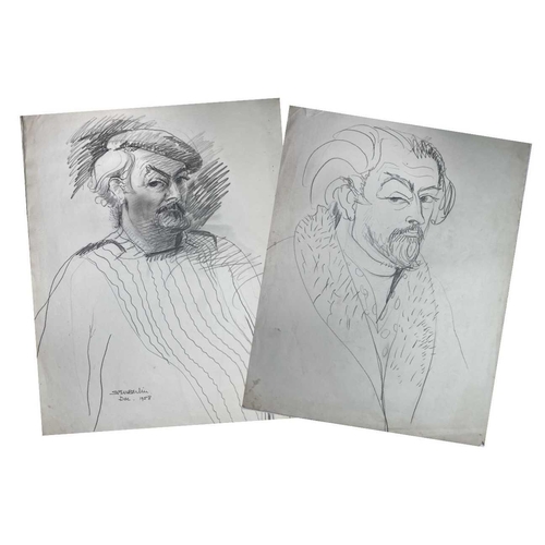 197 - Sven BERLIN (1911-1999) Self portraits, two works One signed and inscribed 'Dec 1958' Pencil 62x50cm