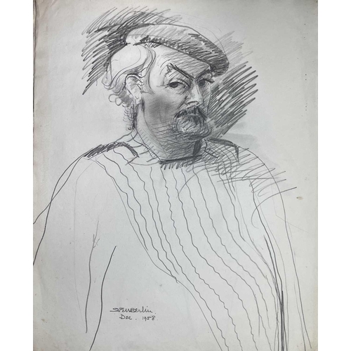 197 - Sven BERLIN (1911-1999) Self portraits, two works One signed and inscribed 'Dec 1958' Pencil 62x50cm