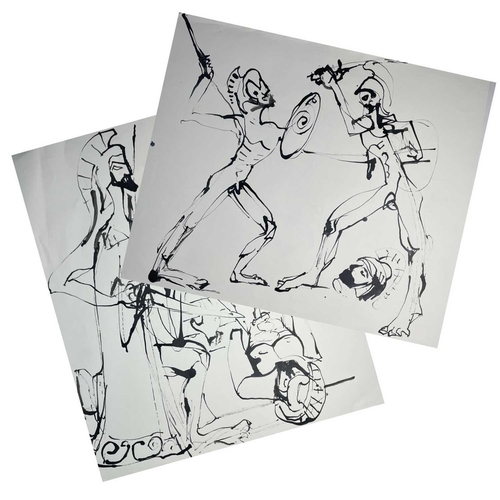 201 - Sven BERLIN (1911-1999) Untitled (Sword Fighting) Ink on paper 57x49cm