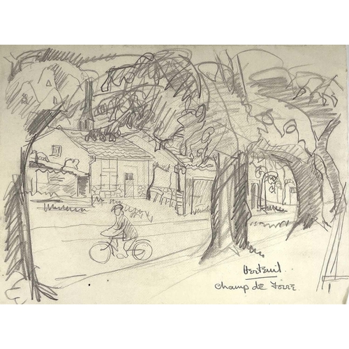 205 - Sven BERLIN (1911-1999) Champ de Foire Charcoal on paper 29x39cm