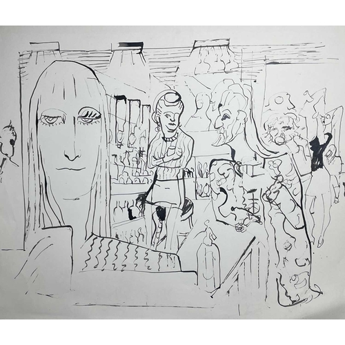 21 - Sven BERLIN (1911-1999) Pub Interior Two ink and pen drawings One signed and dated '68 Each 49 x 57c... 