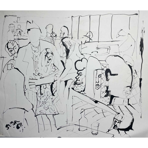 21 - Sven BERLIN (1911-1999) Pub Interior Two ink and pen drawings One signed and dated '68 Each 49 x 57c... 