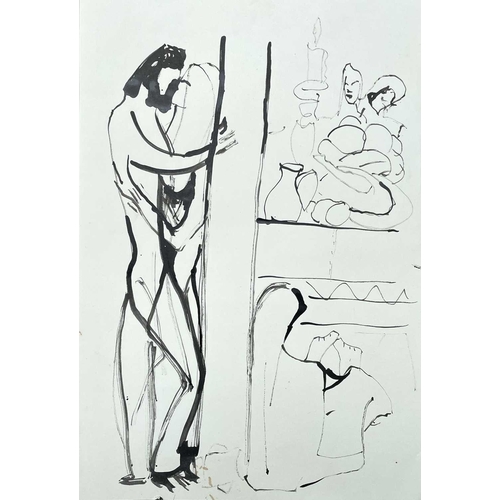 232 - Sven BERLIN (1911-1999) A large selection of loose drawings Ink and charcoal on paper Some of which ... 