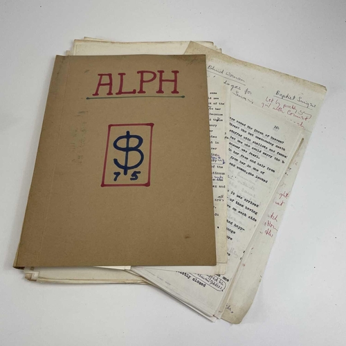 244 - Sven BERLIN (1911-1999) 'ALPH' A folder containing pages of original typescript and handwritten note... 