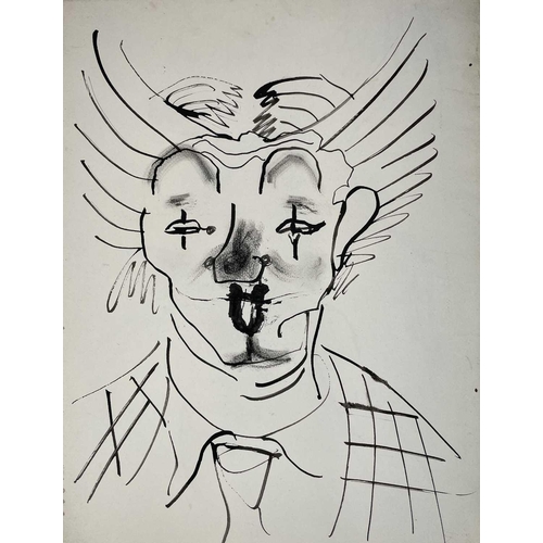 256 - Sven BERLIN (1911-1999) Untitled (Two Clowns) Ink and charcoal on paper 45x31cm