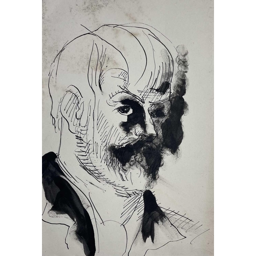 262 - Sven BERLIN (1911-1999) Self portrait Pen & ink, heightened with white Signed & dated 1967 29x22cm T... 