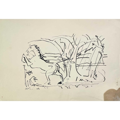 27 - Sven BERLIN (1911-1999) A collection of loose drawings of animals and people. Some of which are sign... 