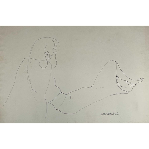 272 - Sven BERLIN (1911-1999) Woman Reclining (Two works) Ink on paper Signed 40x59cm