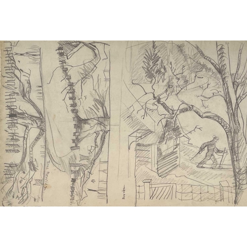 278 - Sven BERLIN (1911-1999) A folder titled 'Landscapes'. The folder contains two loose drawings of figu... 