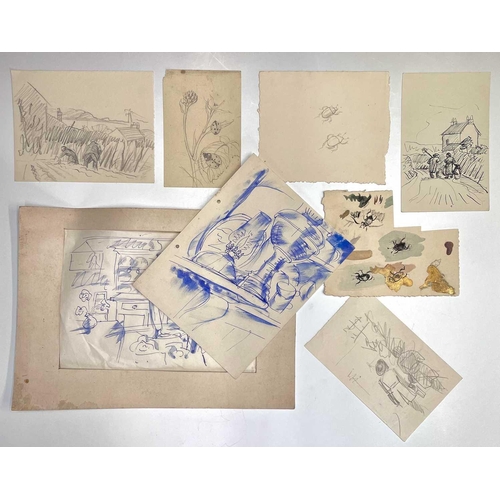 282 - Sven BERLIN (1911-1999) Early drawings, multiple subjects Pencil, pen & ink, watercolour Eight works... 