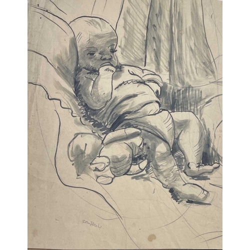 283 - Sven BERLIN (1911-1999) Early drawings, various studies of the artist's children, 10 works Including... 