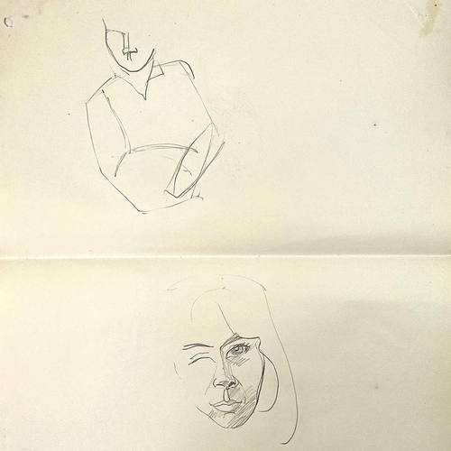 284 - Sven BERLIN (1911-1999) A selection of loose portrait sketches Charcoal on paper Signed and dated '6... 