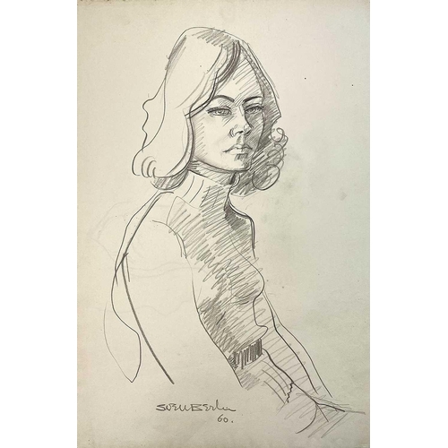 284 - Sven BERLIN (1911-1999) A selection of loose portrait sketches Charcoal on paper Signed and dated '6... 