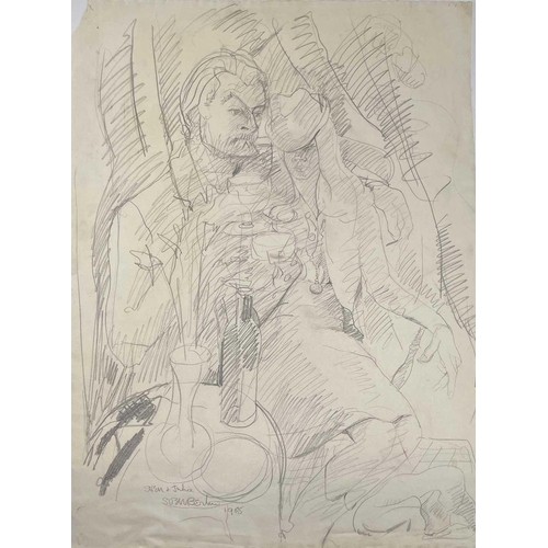 296 - Sven BERLIN (1911-1999) Sven & Julia Graphite on paper Signed and dated 1965 78x58cm