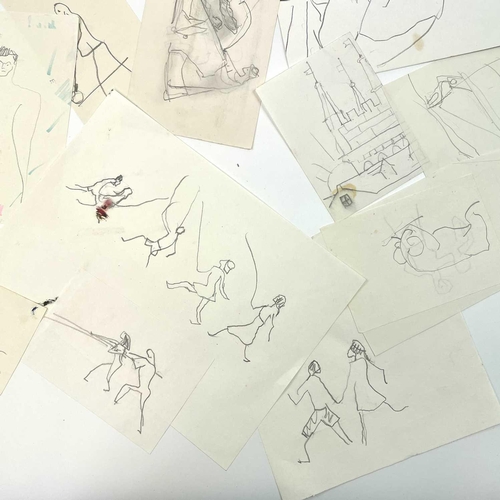 297 - Sven BERLIN (1911-1999) A collection of loose sketches. Ink and pencil on paper Largest drawing 30x2... 