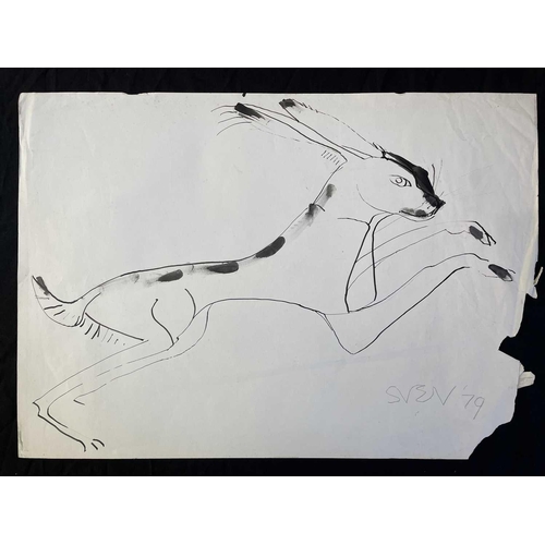 310 - Sven BERLIN (1911-1999) Hare Ink drawing Signed and dated '79 42x60cm