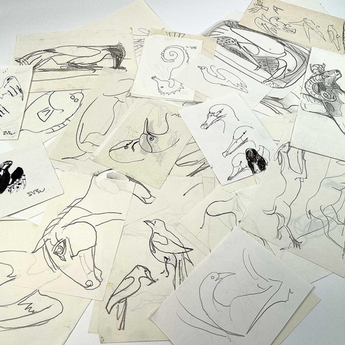 318 - Sven BERLIN (1911-1999) A collection of loose animal drawings Pencil and ink on paper Some of which ... 