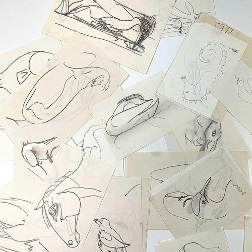 318 - Sven BERLIN (1911-1999) A collection of loose animal drawings Pencil and ink on paper Some of which ... 