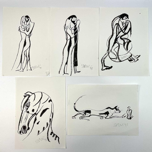 321 - Sven BERLIN (1911-1999) A folder of drawings titled 'First Drawings for 1995: Pentel Brush Pen. Jan ... 