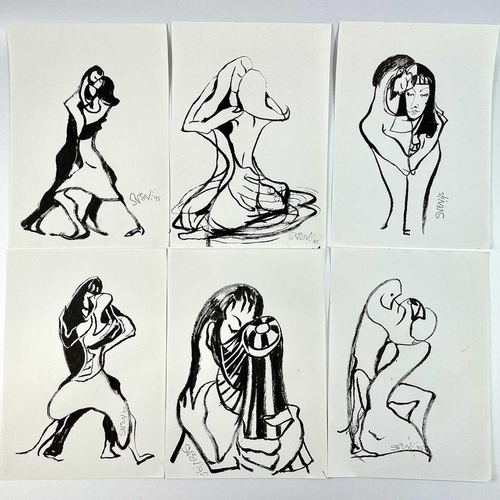 321 - Sven BERLIN (1911-1999) A folder of drawings titled 'First Drawings for 1995: Pentel Brush Pen. Jan ... 