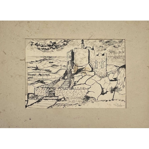 323 - Tom EARLY (1914-1967) Carn Brea Castle Ink drawing Signed 20x29cm Sven Berlin writes of Tom Early ..... 