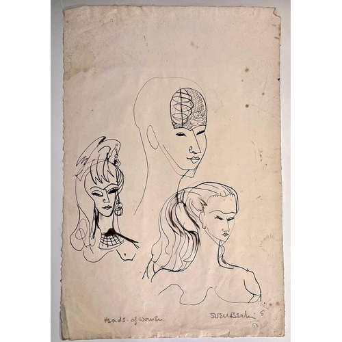 333 - Sven BERLIN (1911-1999) Heads of Women Signed and dated 1953 Pen & ink Thought to represent the scul... 