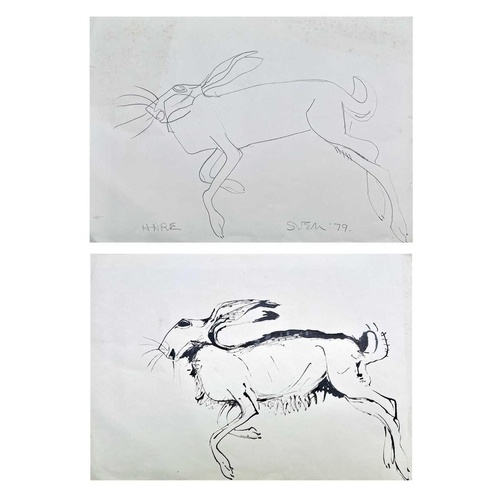 335 - Sven BERLIN (1911-1999) Hare Two works - an ink and a pencil drawing The pencil drawing is signed, i... 