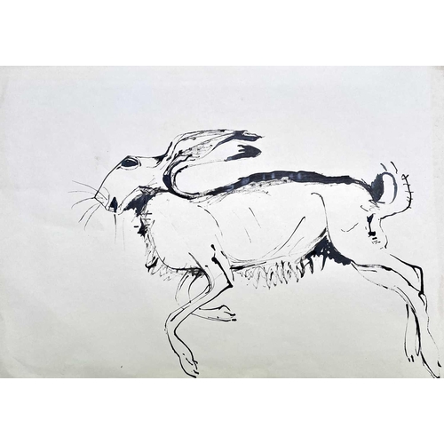 335 - Sven BERLIN (1911-1999) Hare Two works - an ink and a pencil drawing The pencil drawing is signed, i... 