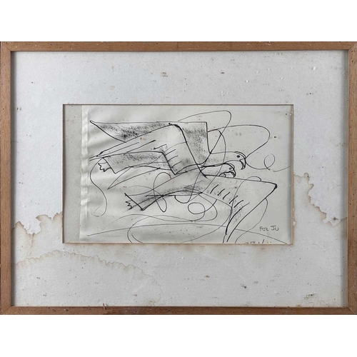 343 - Sven BERLIN (1911-1999) Birds in Flight Ink drawing Signed, inscribed to verso 19x29cm