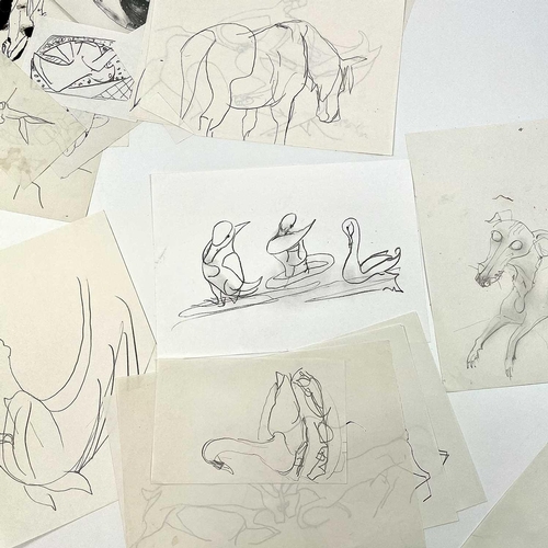 346 - Sven BERLIN (1911-1999) A collection of loose animal drawings Ink and pencil on paper 30x21cm