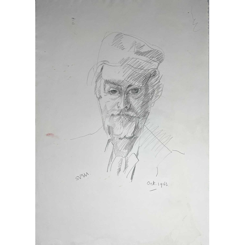 348 - Sven BERLIN (1911-1999) Self portrait Pencil Signed & dated Oct 1963 59x41cm