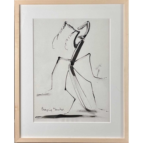 351 - Sven BERLIN (1911-1999) Praying Mantis Ink on paper Inscribed 36 x 27cm