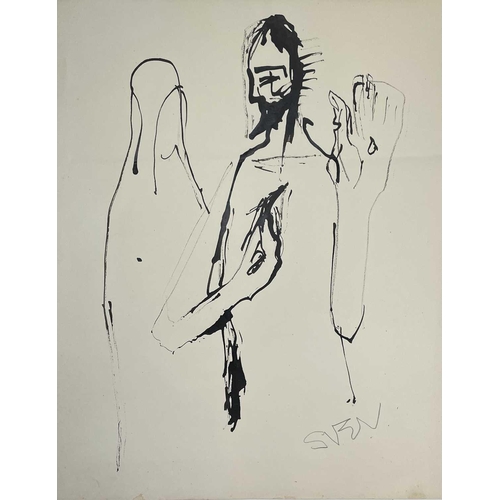 355 - Sven BERLIN (1911-1999) Loose drawing of a figure Ink Signed 51x40cm