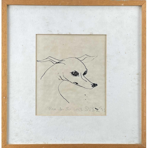 360 - Sven BERLIN (1911-1999) The Flea Ink Drawing Signed and dated '84 39x25cm Together with two other do... 