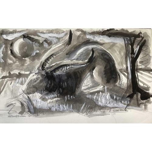 37 - Sven BERLIN (1911-1999) Twelve pencil and wash illustrations for 'Animals in Splendour and Decline' ... 