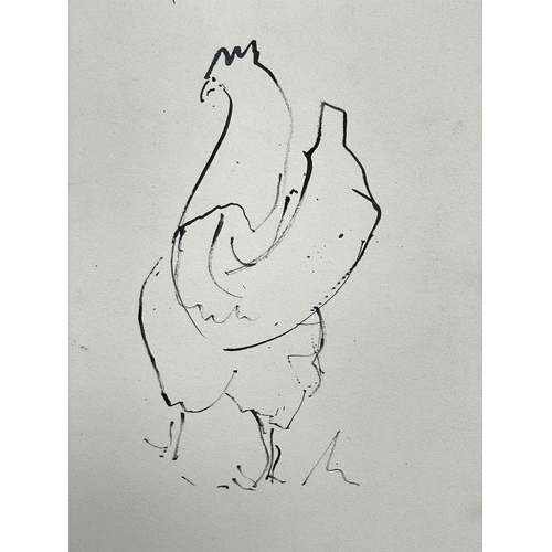 373 - Sven BERLIN (1911-1999) Cock Ink drawing Inscribed 28 x 38.5cm Together with various other bird draw... 