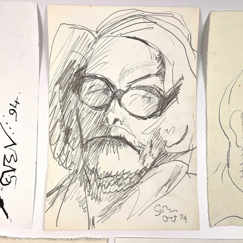 386 - Sven BERLIN (1911-1999) A selection of loose portraits Mixed media One is signed and dated '74, and ... 