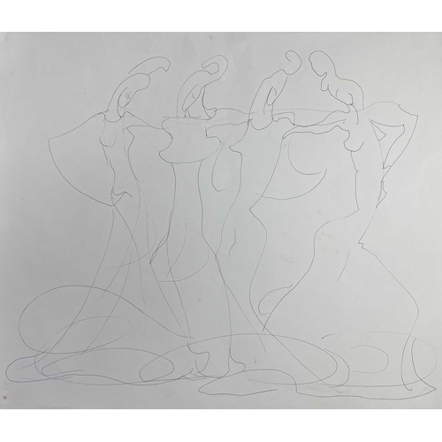 390 - Sven BERLIN (1911-1999) Untitled (Dancers) Ink on paper 49x29cm