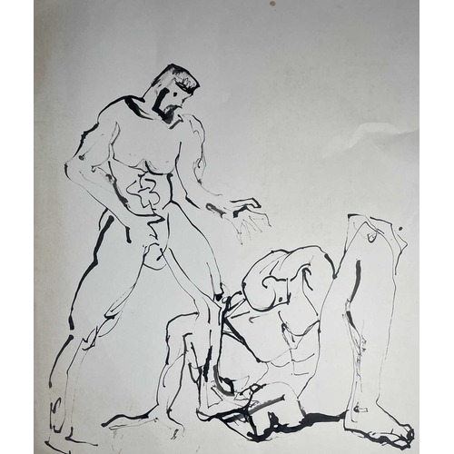 397 - Sven BERLIN (1911-1999) Figures Wrestling (A selection of drawings) Ink on paper Largest drawing 57x... 