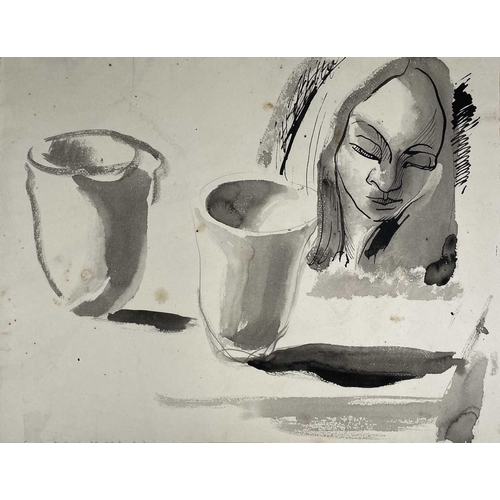 425 - Sven BERLIN (1911-1999) Untitled (Two still life drawings) Ink and wash, and Charcoal on paper 40x50... 