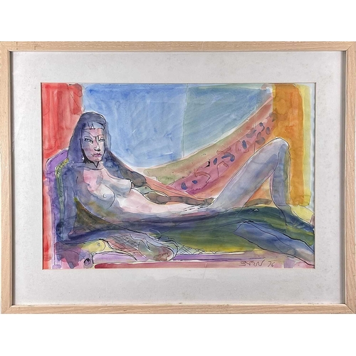 437 - Sven BERLIN (1911-1999) Reclining Nude Watercolour Signed and dated '76 38.5 x 57cm