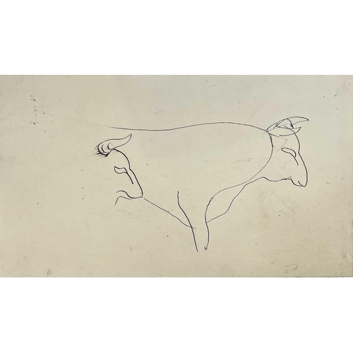 443 - Sven BERLIN (1911-1999) 
A folder containing a loose ink drawing of a bull and a selection of bullfi... 