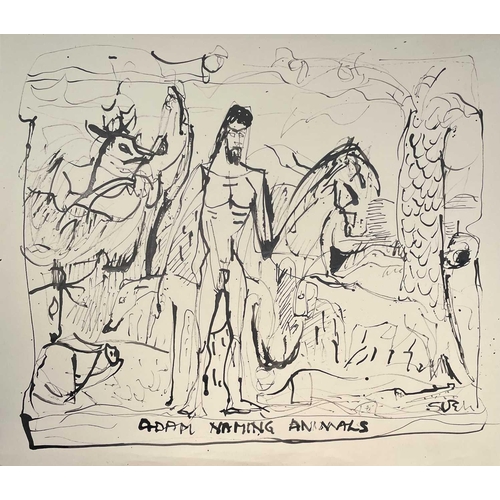 468 - Sven BERLIN (1911-1999) Belshazzah's Feast (Three works) Ink on paper Signed and dated '69 49x56cm